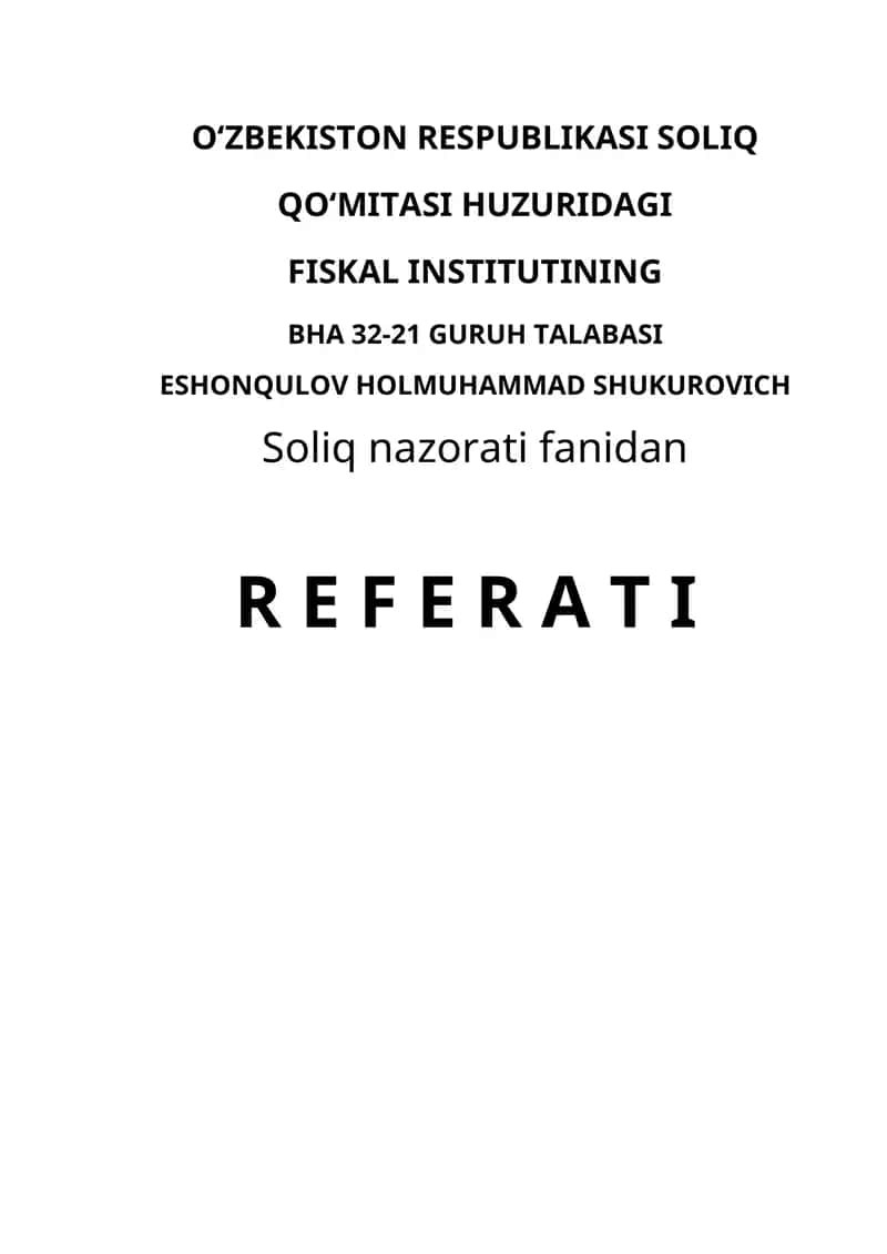 SOLIQ TEKSHIRUVLARINING MOHIYATI VA TURLARI