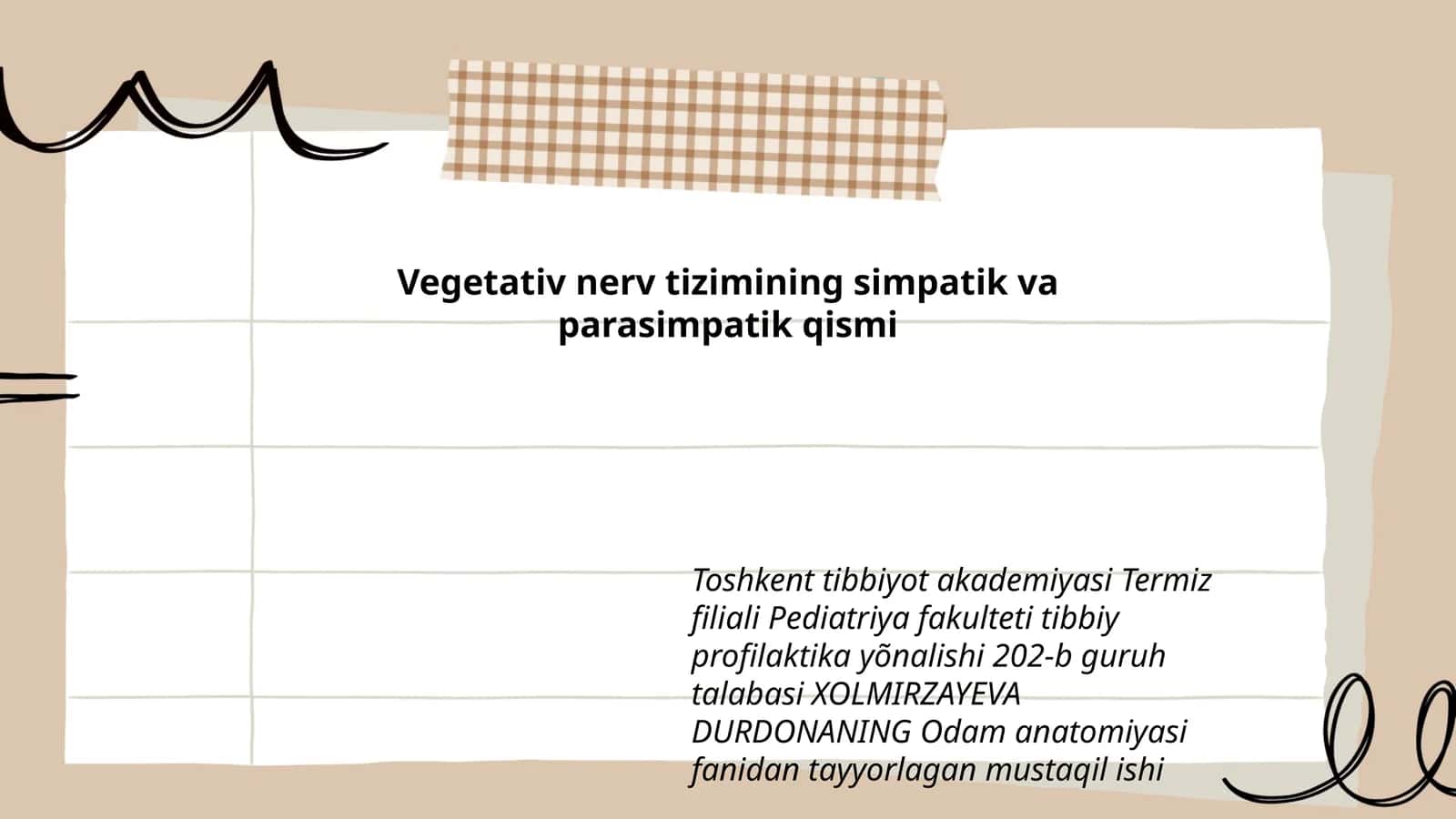 Vegetativ nerv tizimining simpatik va parasimpatik qismi