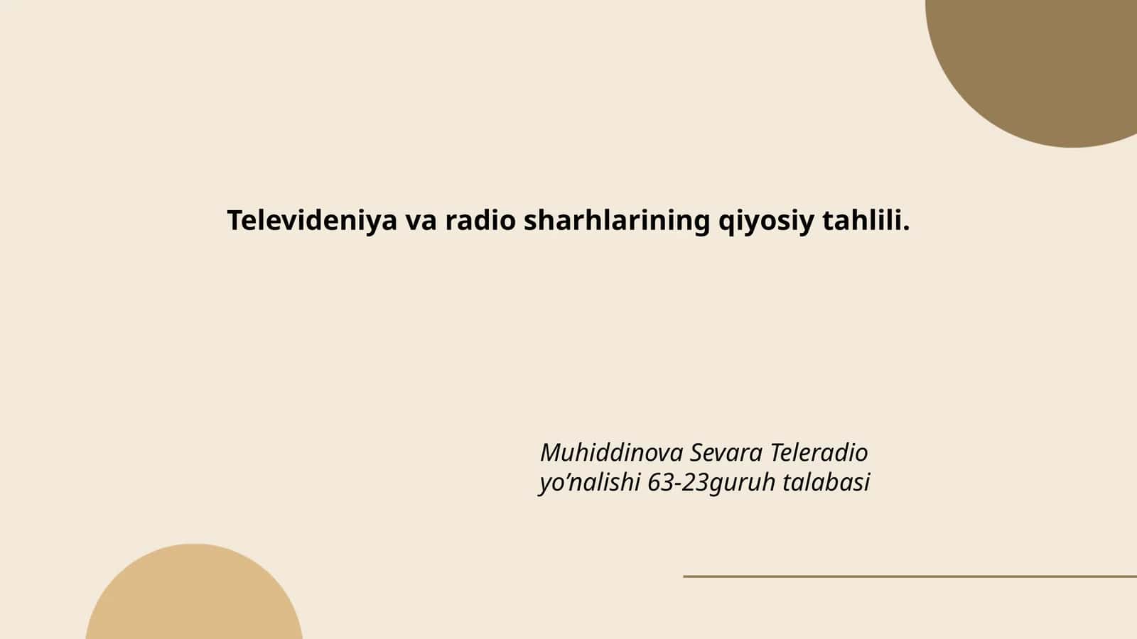 Televideniya va radio sharhlarining qiyosiy tahlili