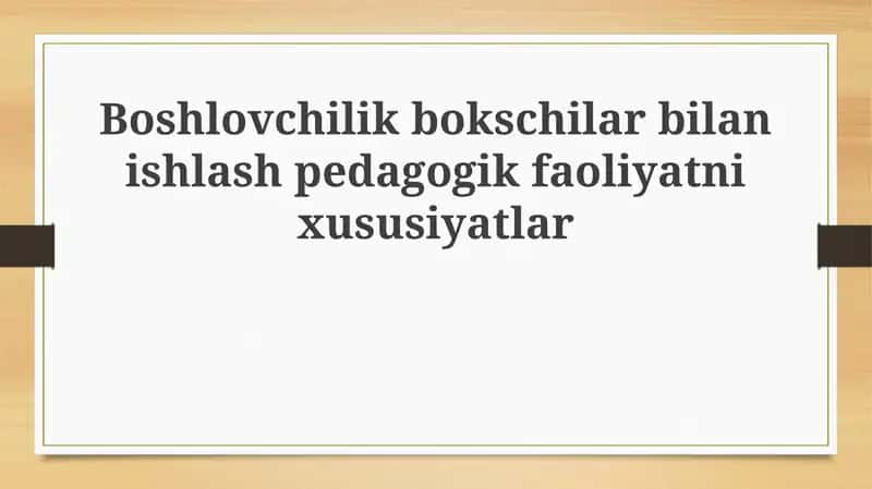 Boshlovchilik bilan ishlash