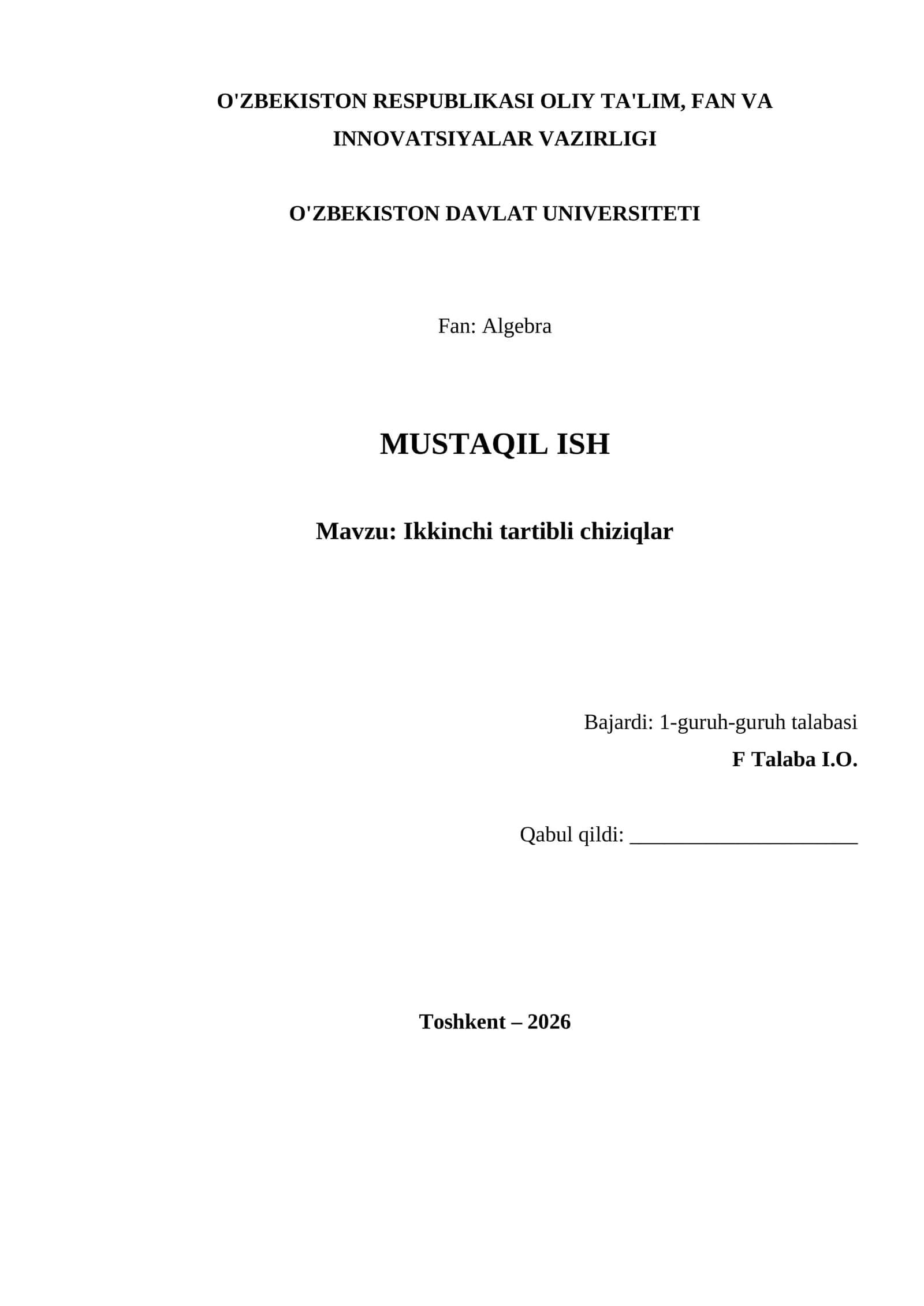 Ikkinchi tartibli chiziqlar