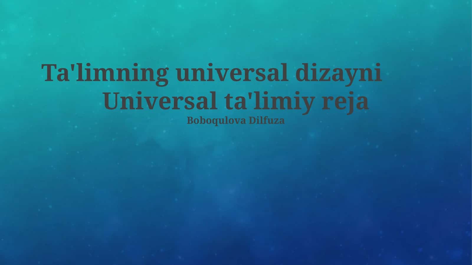 Universal ta'limiy reja