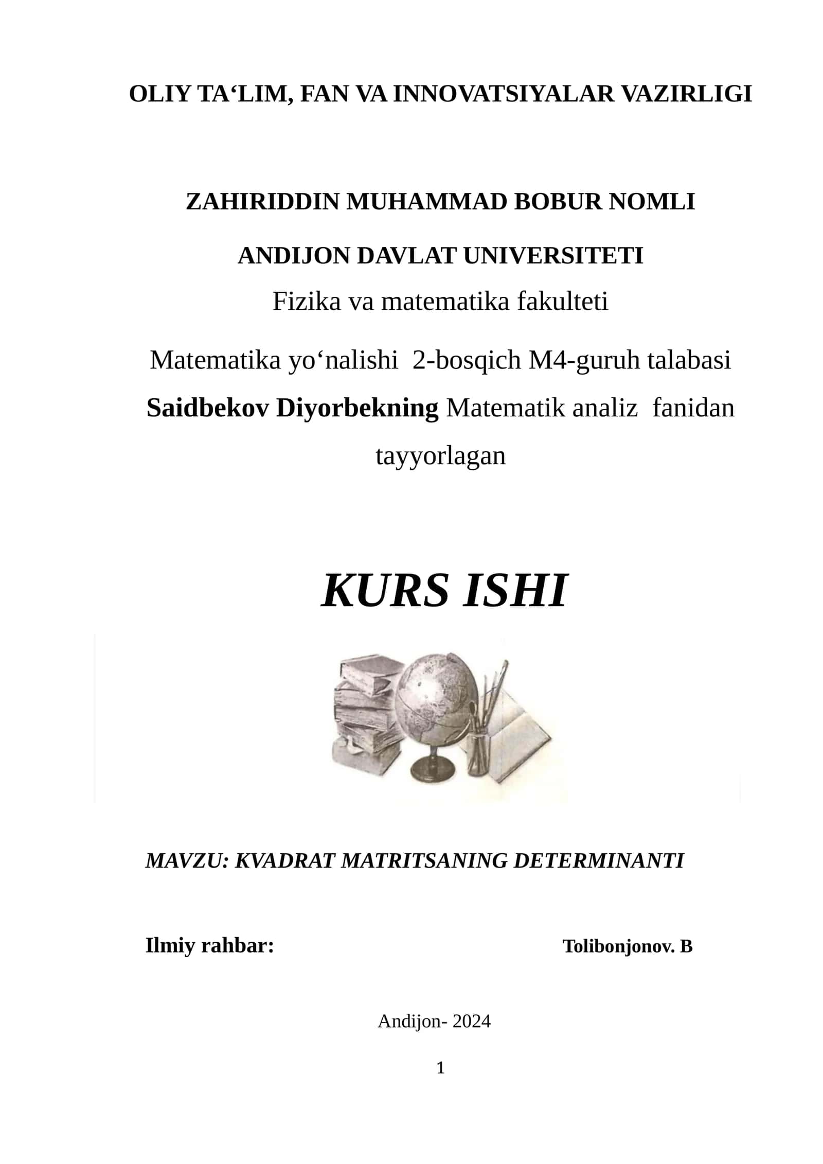 Kvadrat matritsaning determinanti