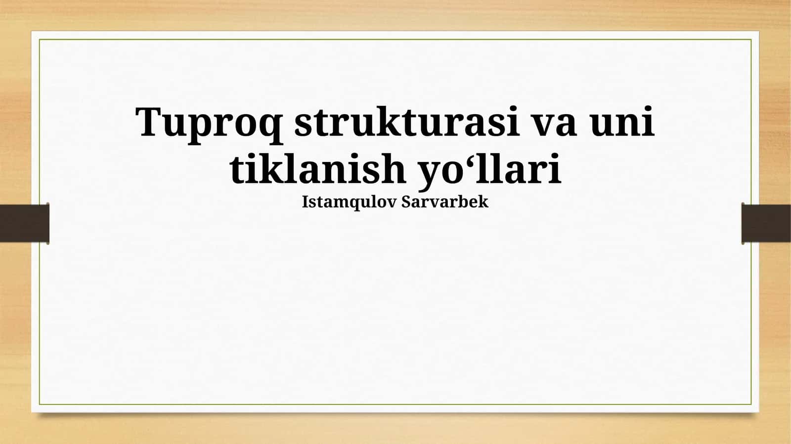 Tuproq strukturasi va uni tiklanish yoʻllari