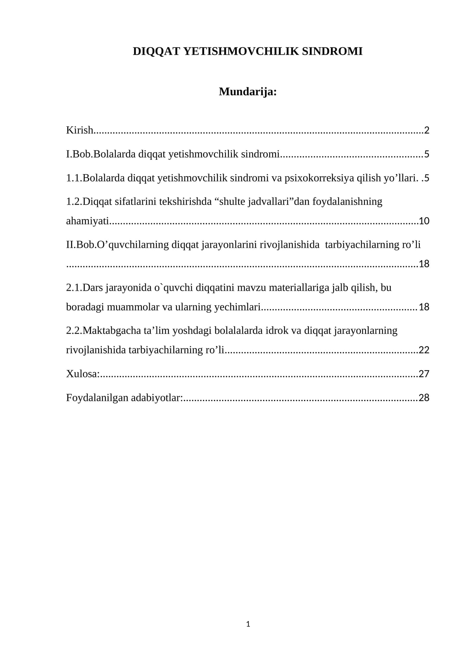 DIQQAT YETISHMOVCHILIK SINDROMI