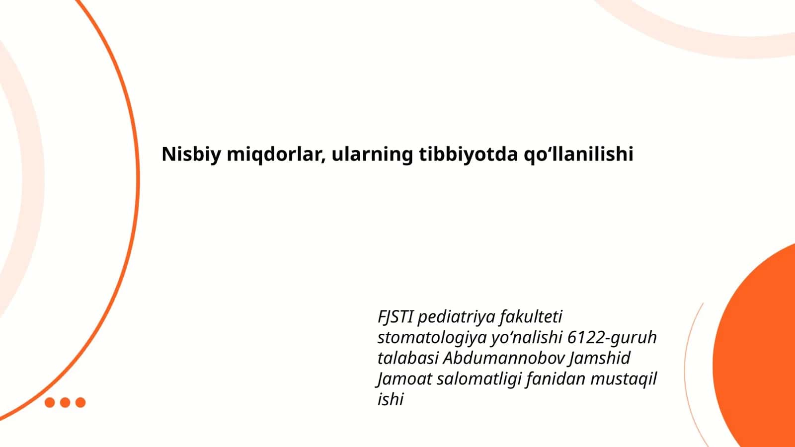 Nisbiy miqdorlar, ularning tibbiyotda qoʻllanilishi