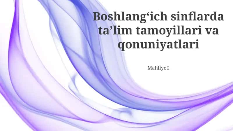 Boshlangʻich sinflarda taʼlim tamoyillari va qonuniyatlari