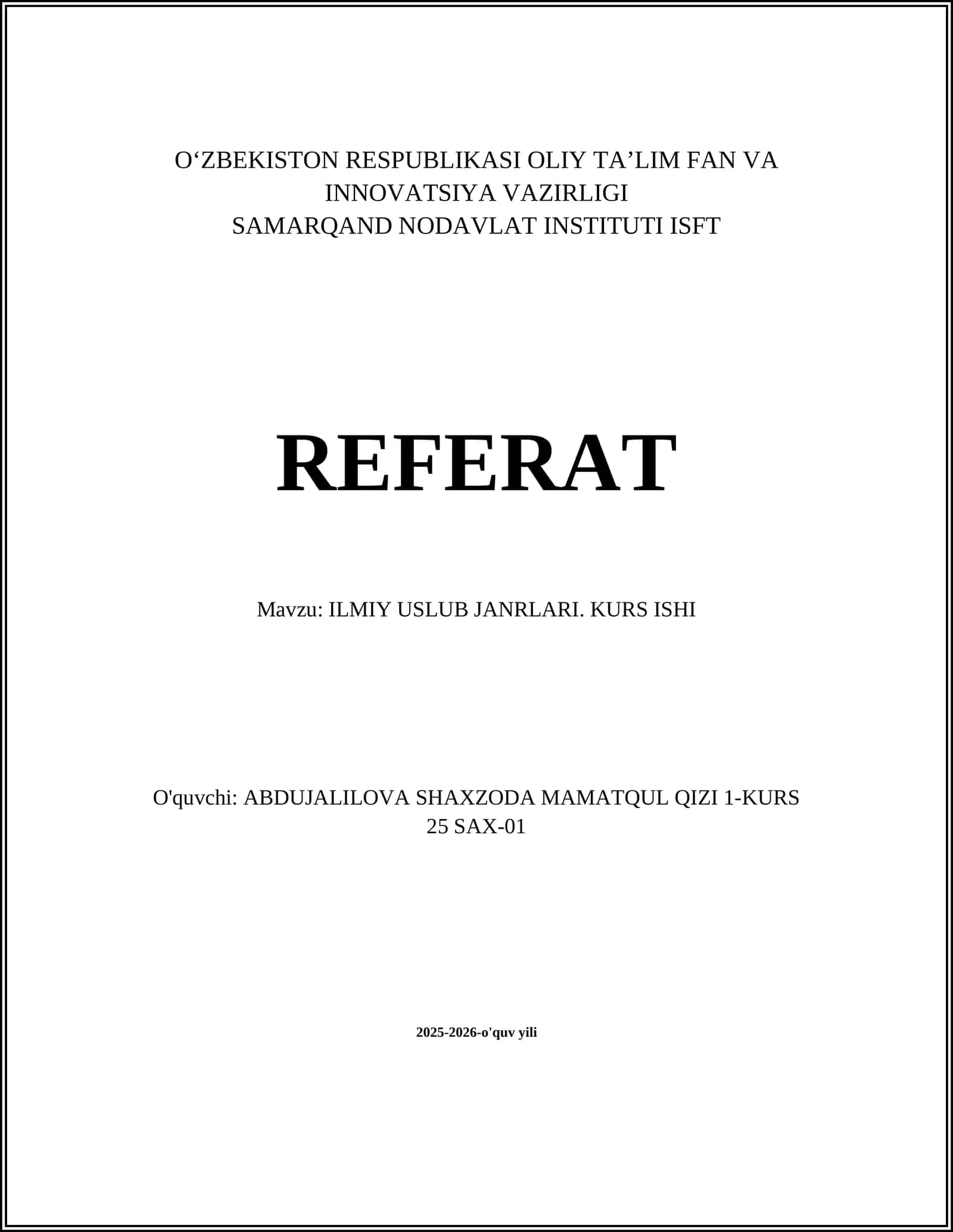ILMIY USLUB JANRLARI