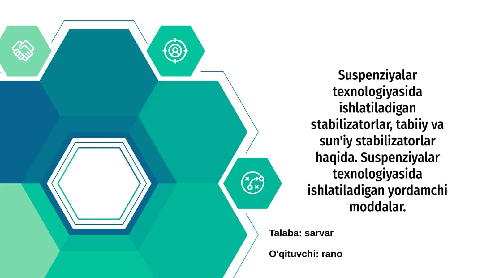 Suspenziyalar texnologiyasida ishlatiladigan stabilizatorlar
