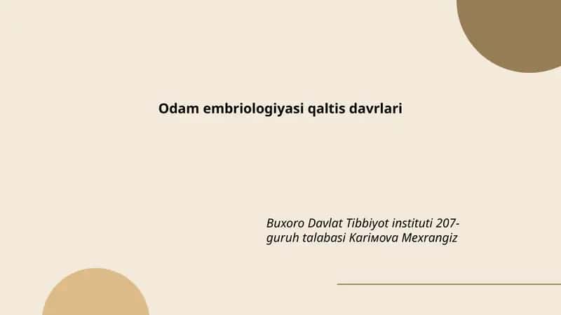 Odam embriologiyasi qaltis davrlari
