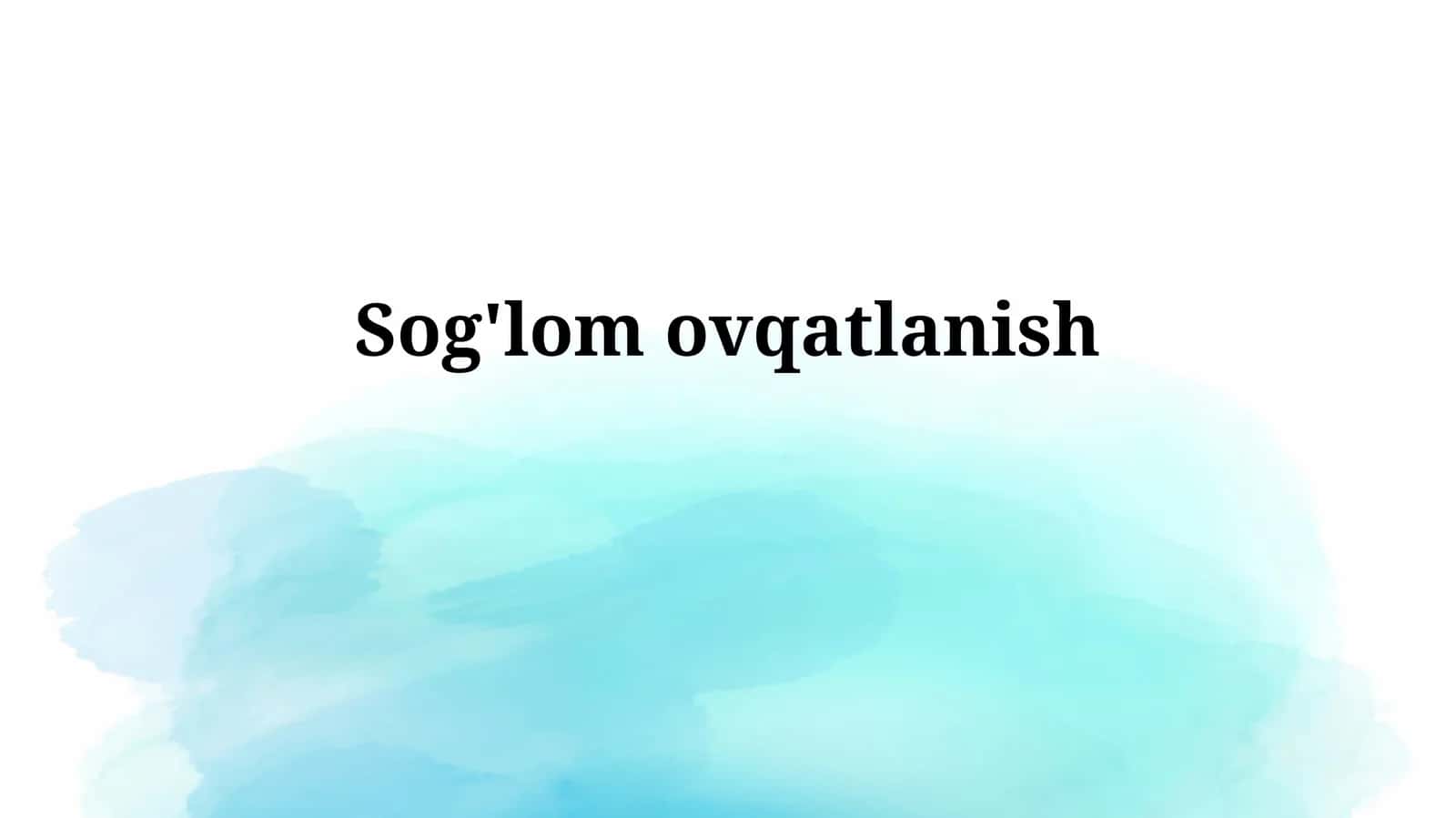 Sog'lomovqatlanish