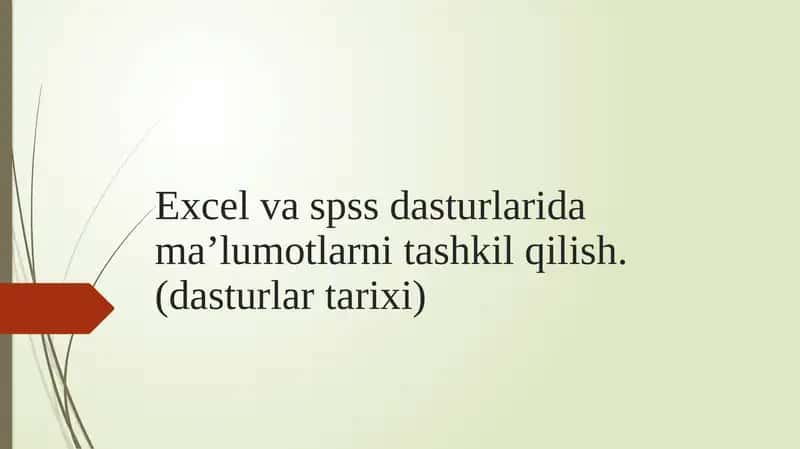 Excel va SPSS dasturlari