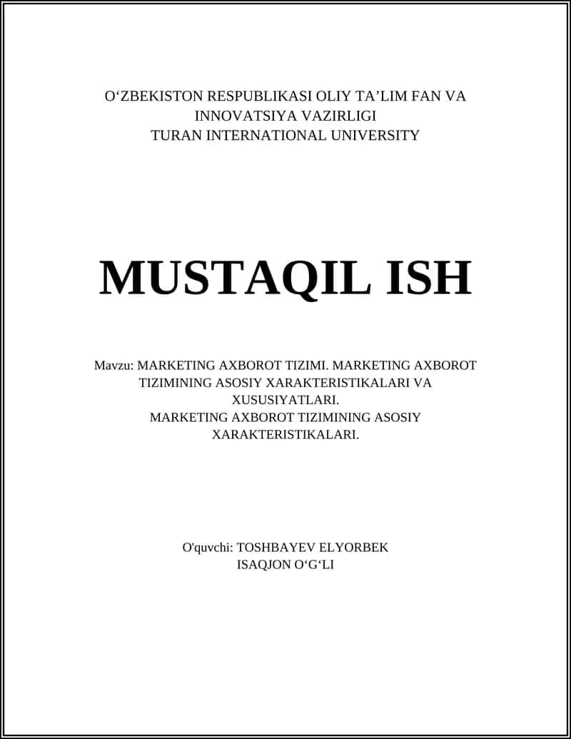 MARKETING AXBOROT TIZIMI