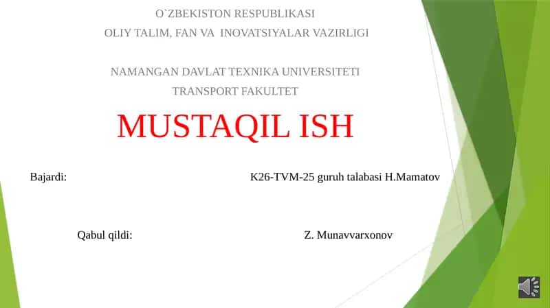 DIVIGATELNING ASOSIY QISIMLARI VA ULARNING ISHLASH MEHANIZIMI