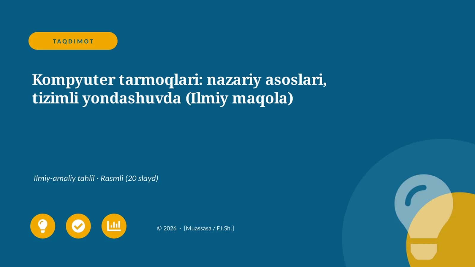 Kompyuter tarmoqlari: nazariy asoslari, tizimli yondashuvda (Ilmiy maqola)