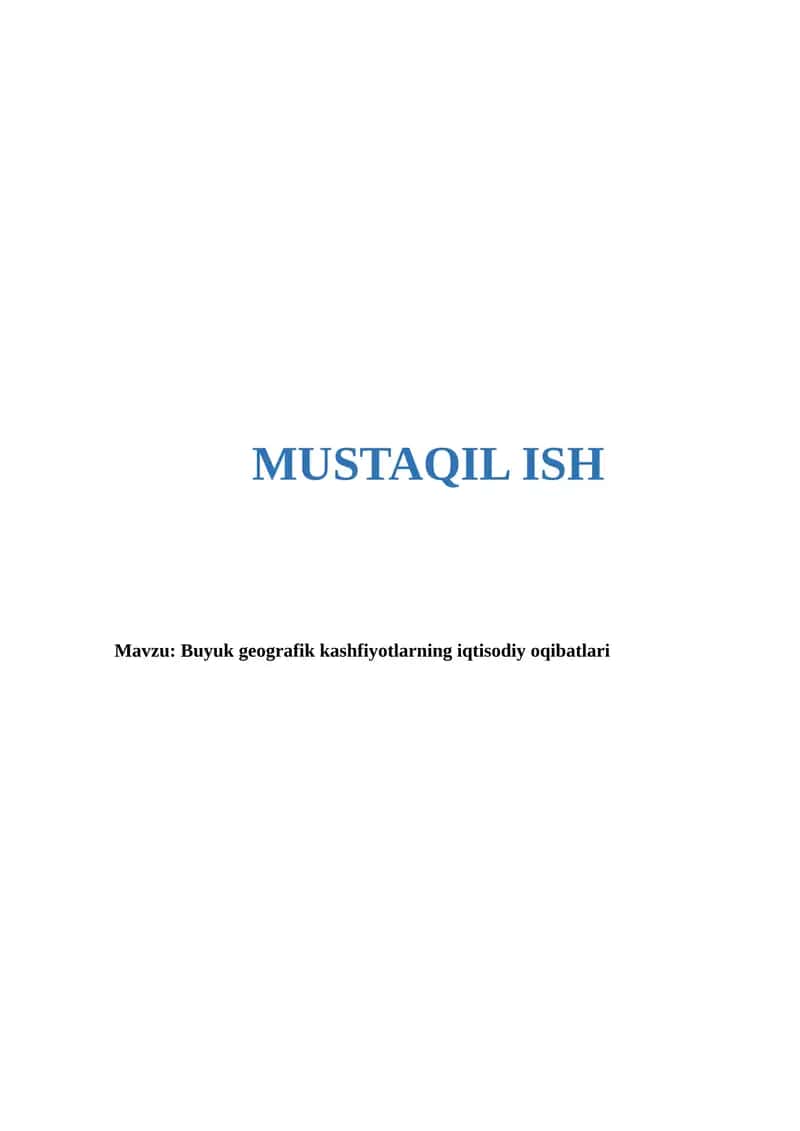 Buyuk geografik kashfiyotlarning iqtisodiy oqibatlari