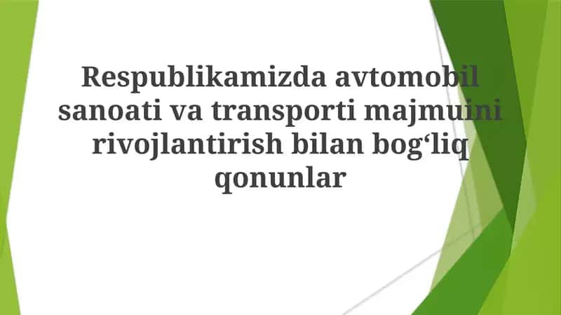 Avtomobilsozlik tarmoq qoidalari