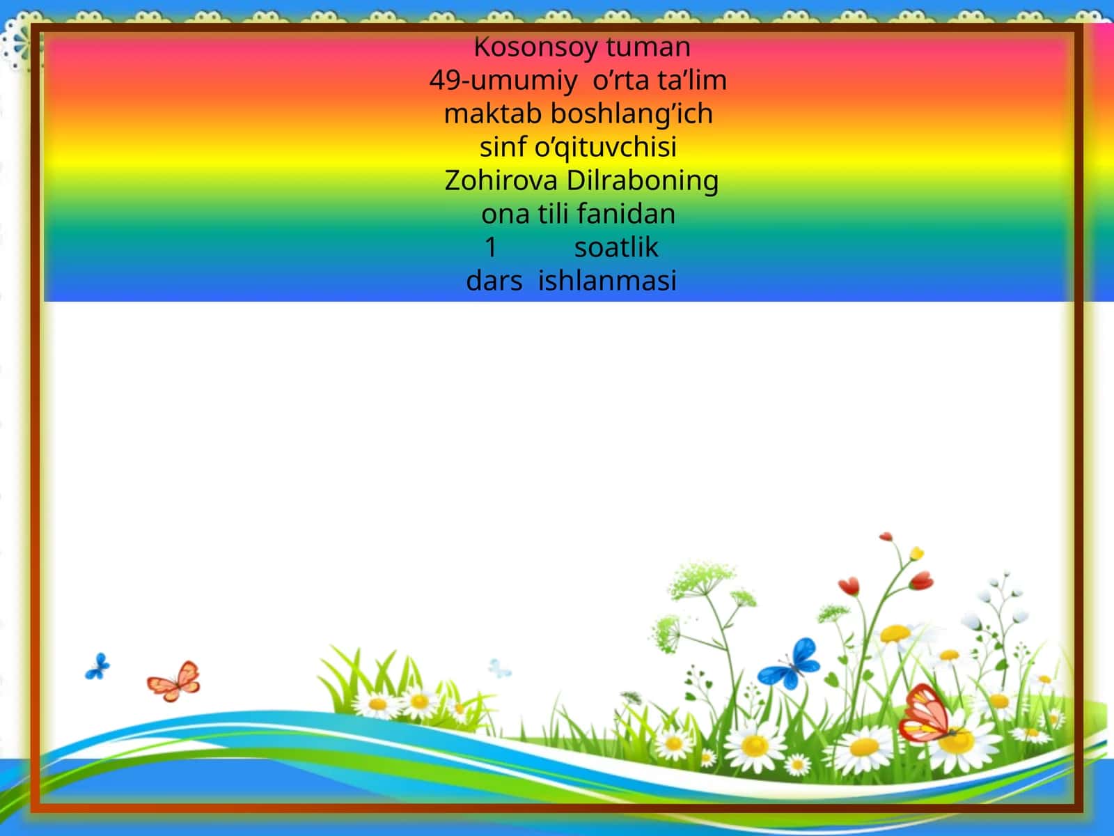 ona tili fanidan soatlik dars ishlanmasi
