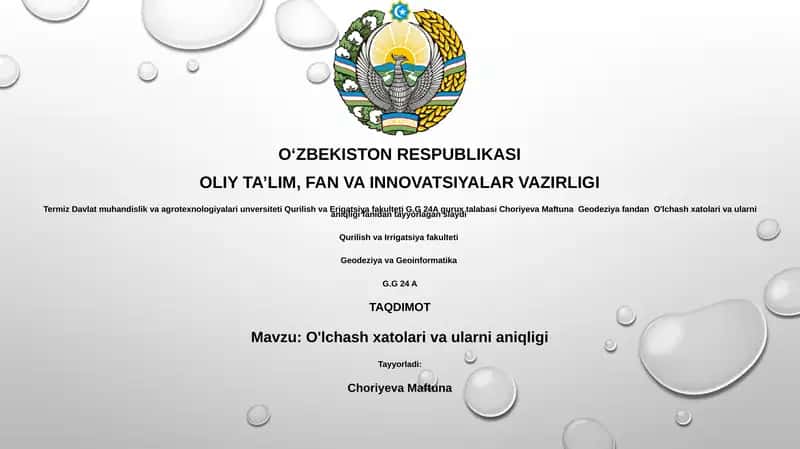 O'lchash xatolari va ularni aniqligi
