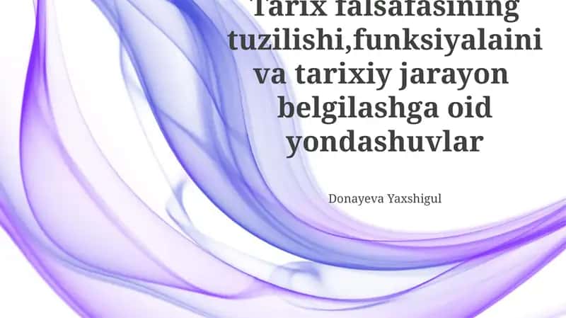 Tarix Falsafasining Tuzilishi, Funksiyalaini va Tarixiy Jarayon Belgilashga oid Yondashuvlar