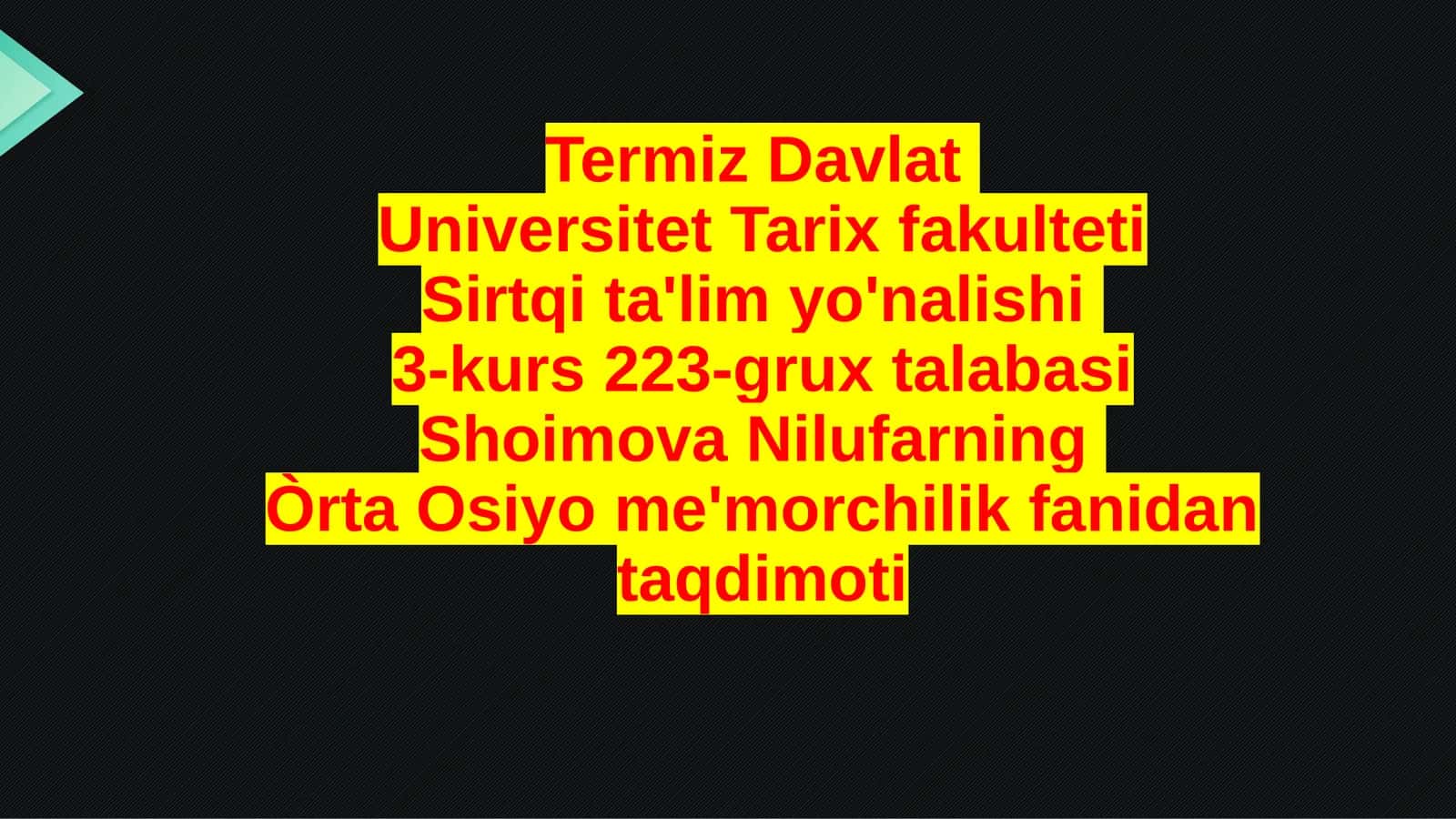 O’rta Osiyoda IX X asrlardagi me’morchilikdagi o’zgarishlar
