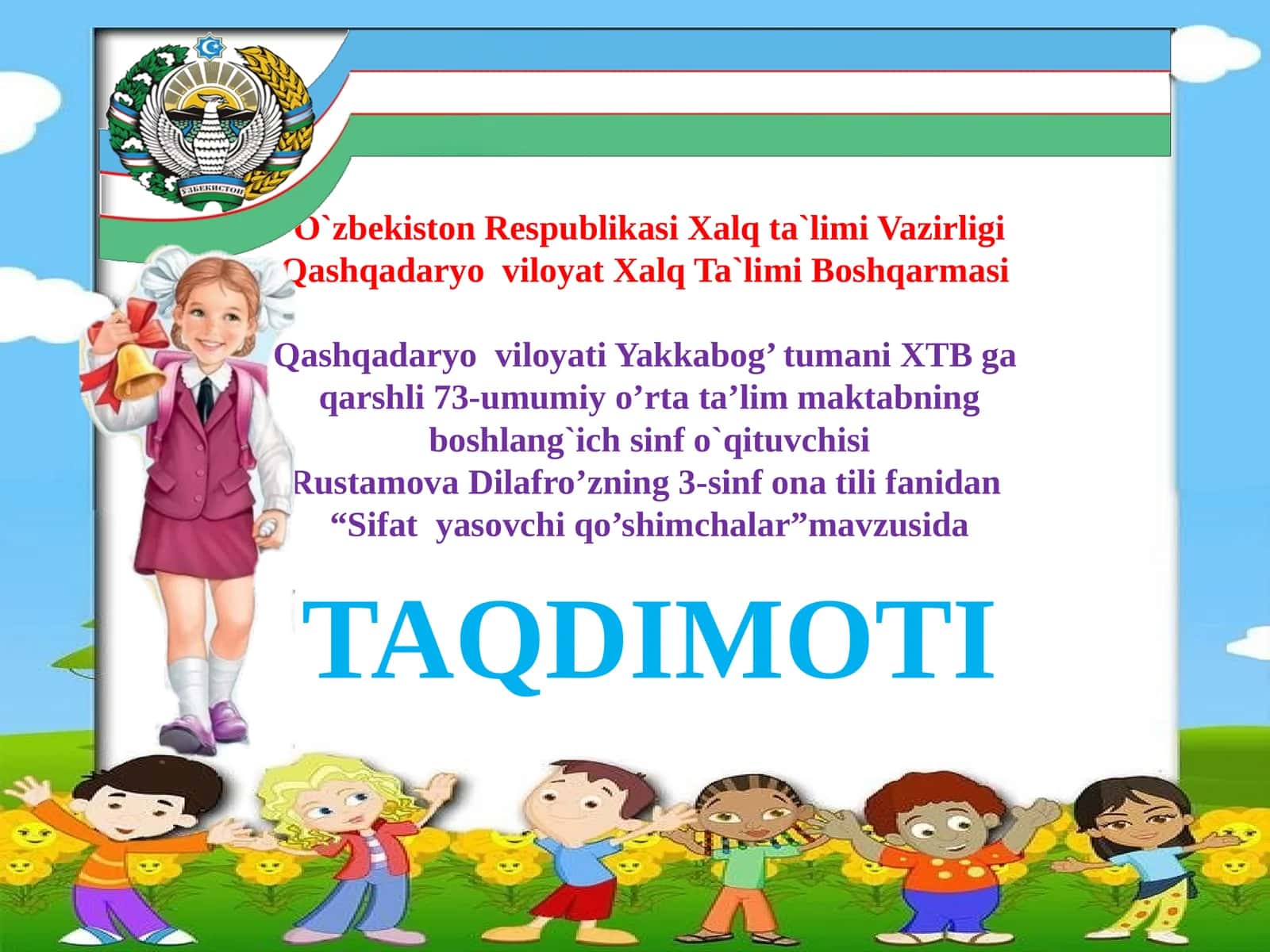 3-sinf Ona tili fanidan ko'rgazmalar