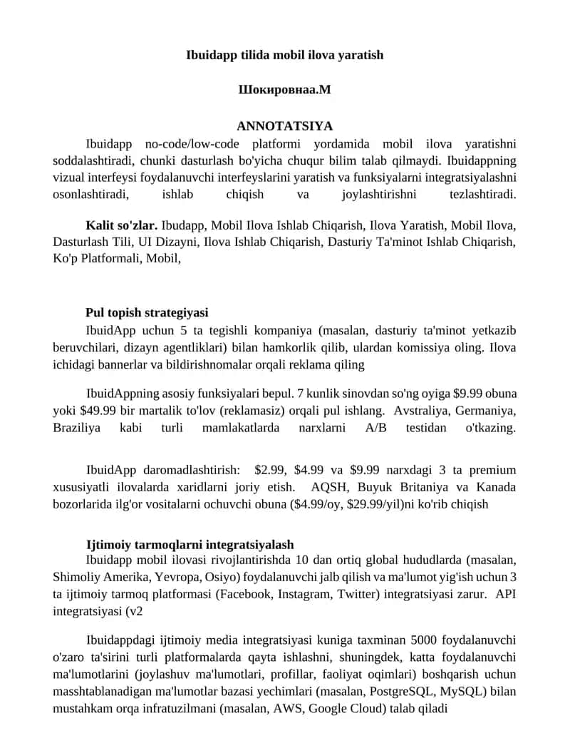 Ibuidapp tilida mobil ilova yaratish