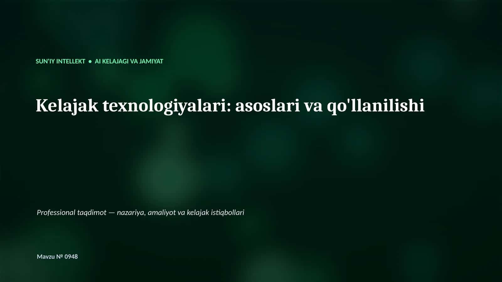 AI kelajagi va jamiyat