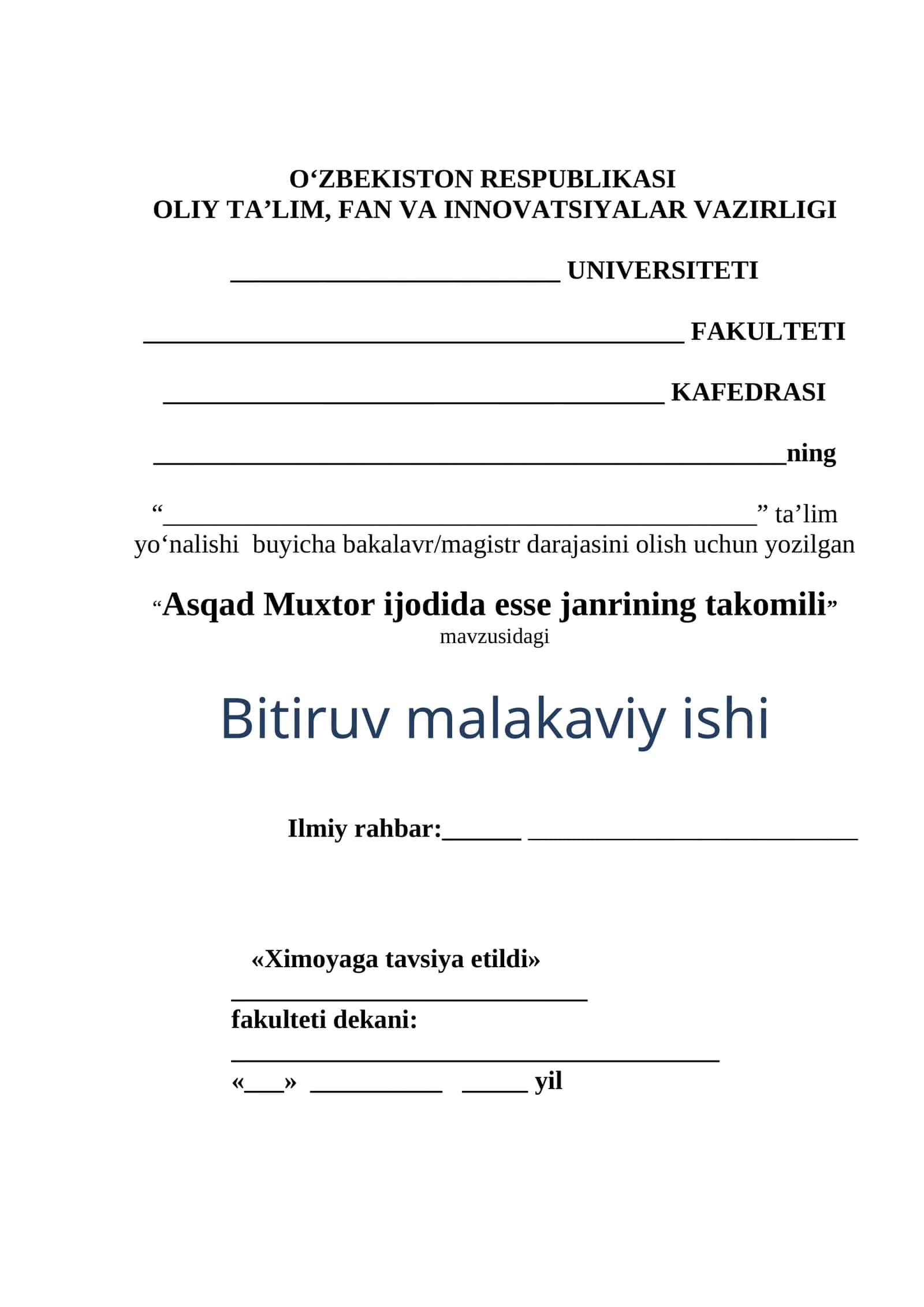 Asqad Muxtor ijodida esse janrining takomili