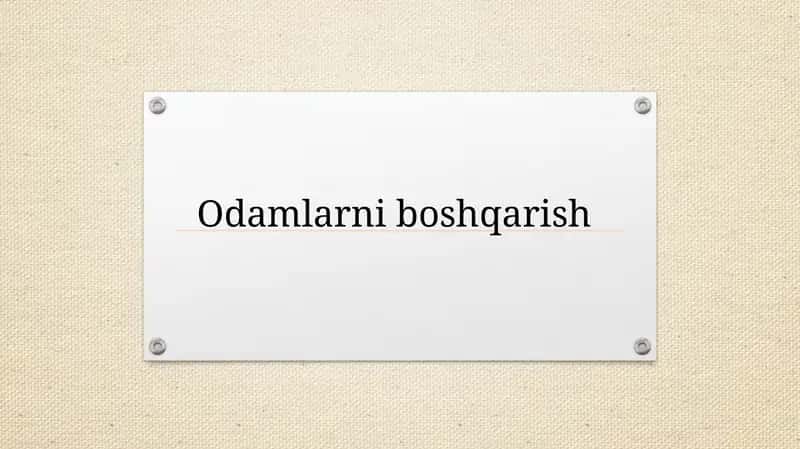 Odamlarni boshqarish