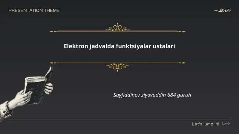 Elektron jadvalda funktsiyalar ustalari