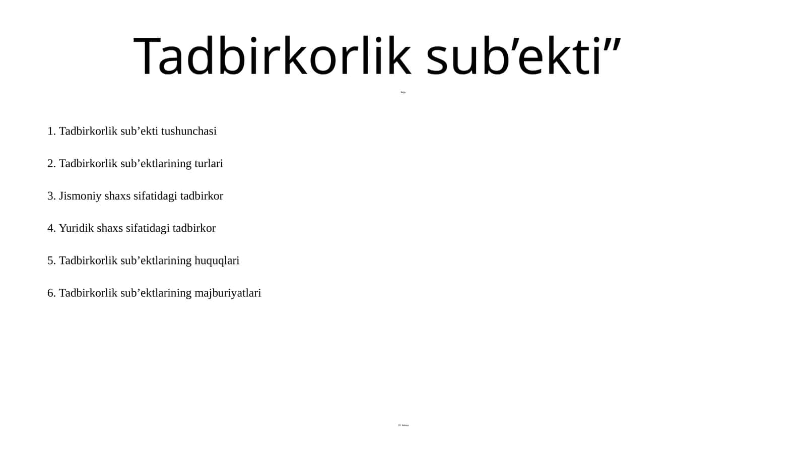 Tadbirkorlik sub’ekti