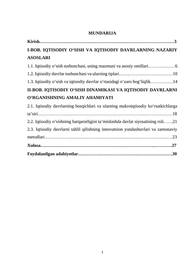 Iqtisodiy O‘sish va Iqtisodiy Davrlarning Nazariy Asoslari