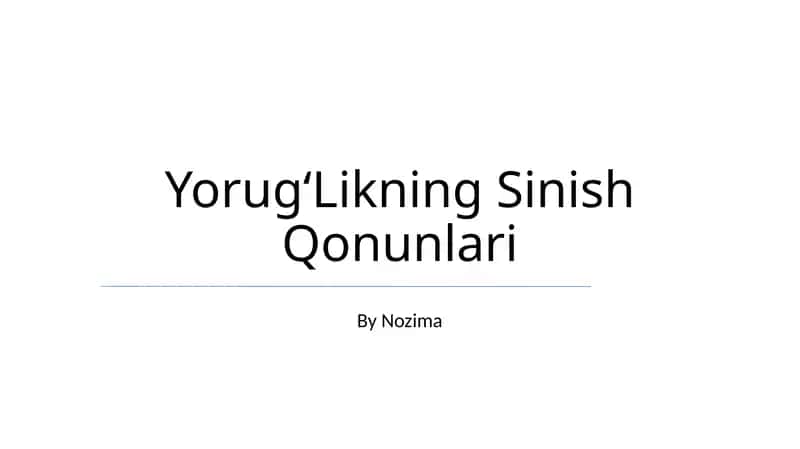 Yorug'likning Sinish Qonunlari