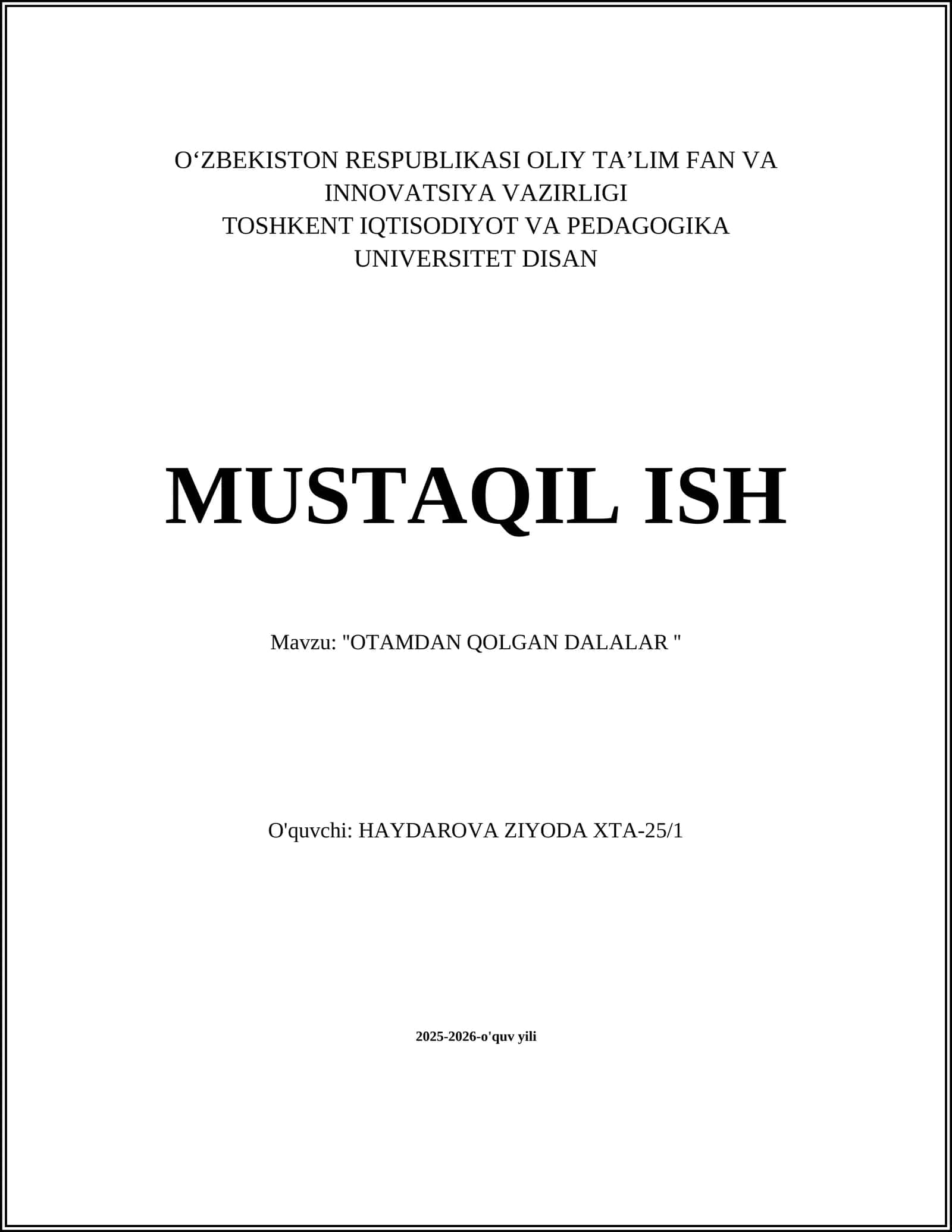 OTAMDAN QOLGAN DALALAR