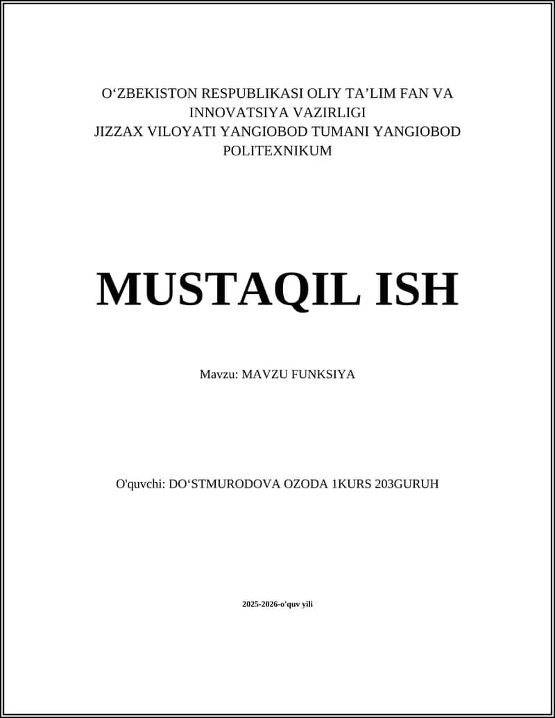 Funksiya tushunchasi va taʼrifi