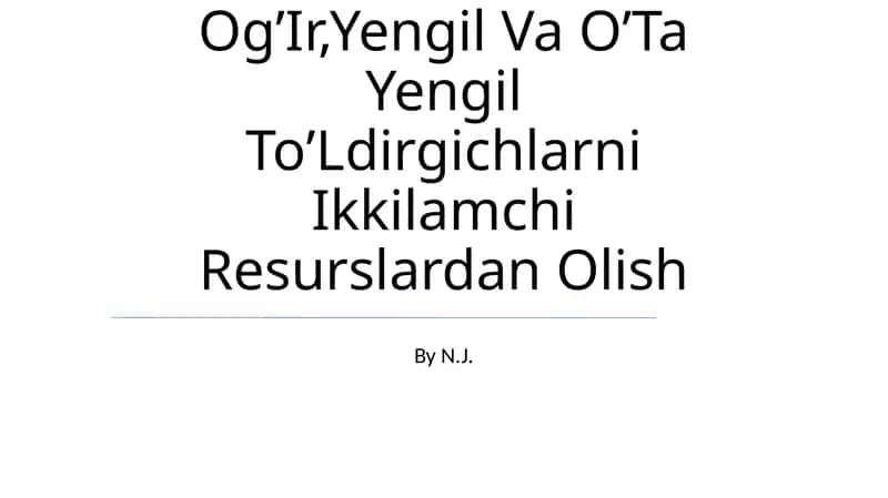 Beton Uchun OgʼIr,Yengil Va OʼTa Yengil ToʼLdirgichlarni Ikkilamchi Resurslardan Olish