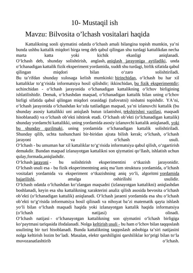 Bilvosita o’lchash vositalari haqida