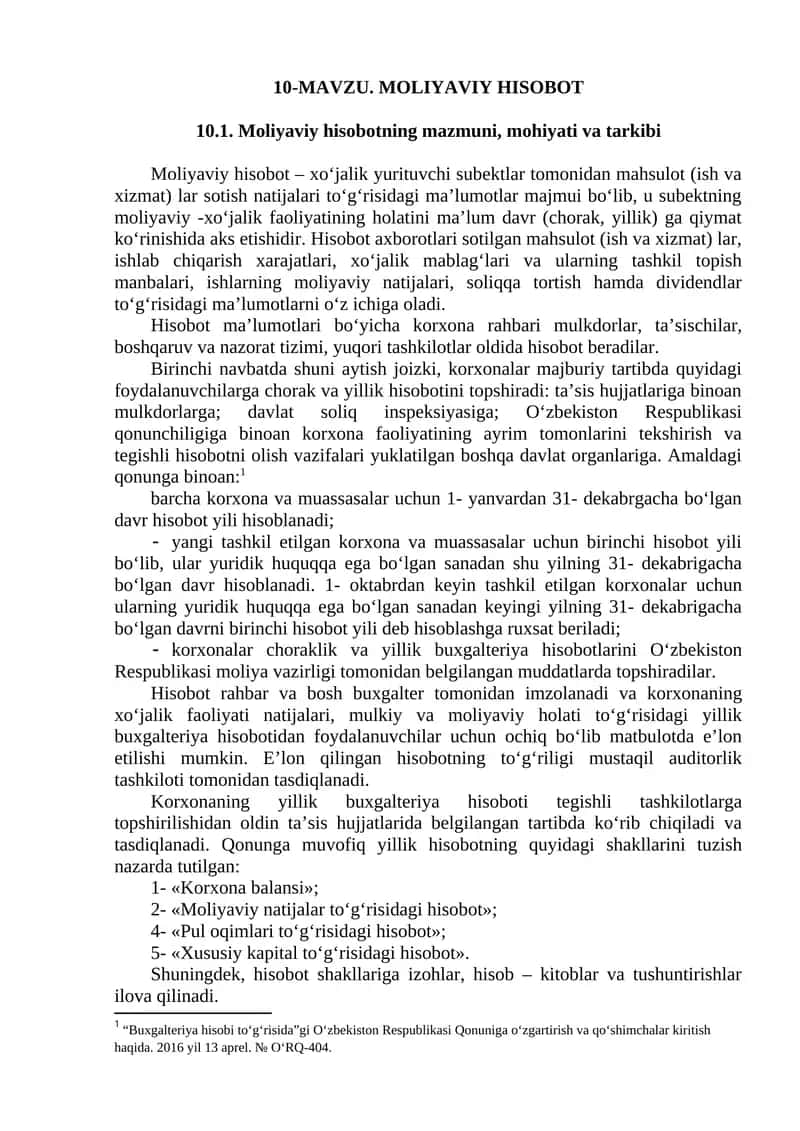 Moliyaviy hisobot