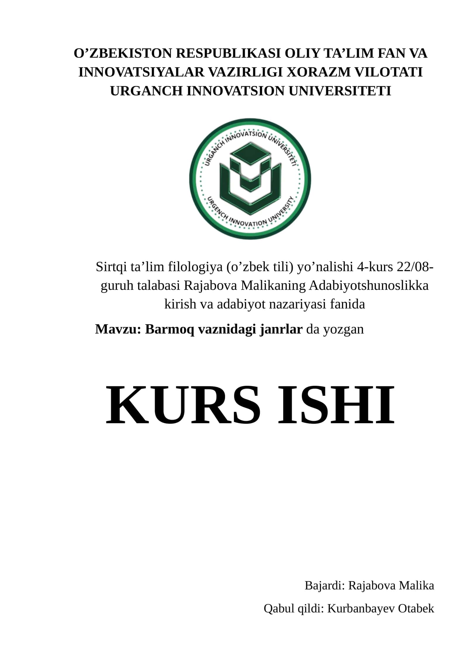 Barmoq vaznidagi janrlar da yozgan