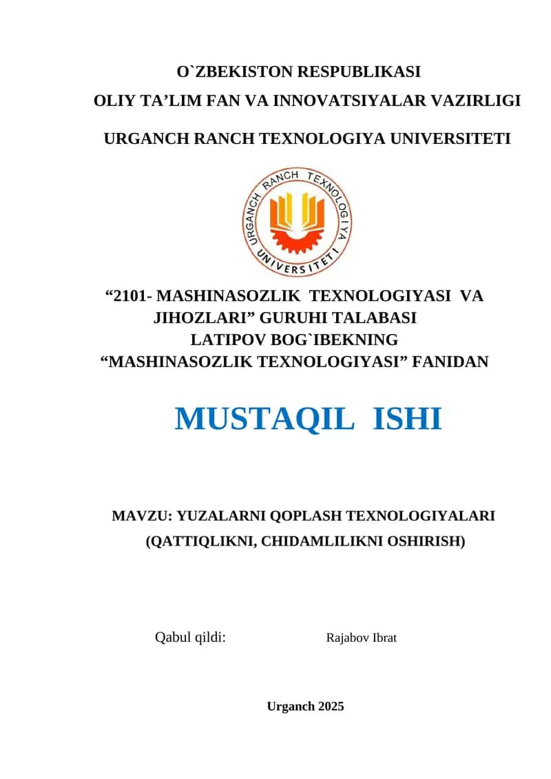 YUZALARNI QOPLASH TEXNOLOGIYALARI