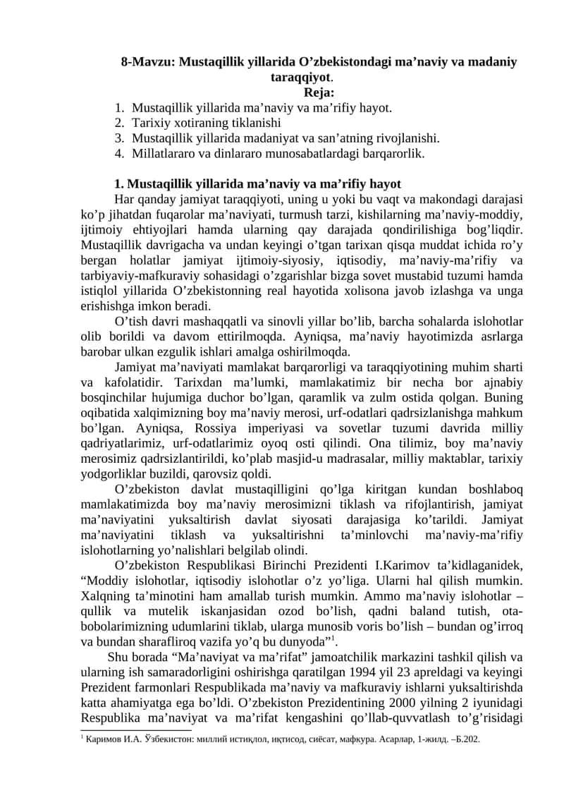 O'zbekiston taraqqiyoti
