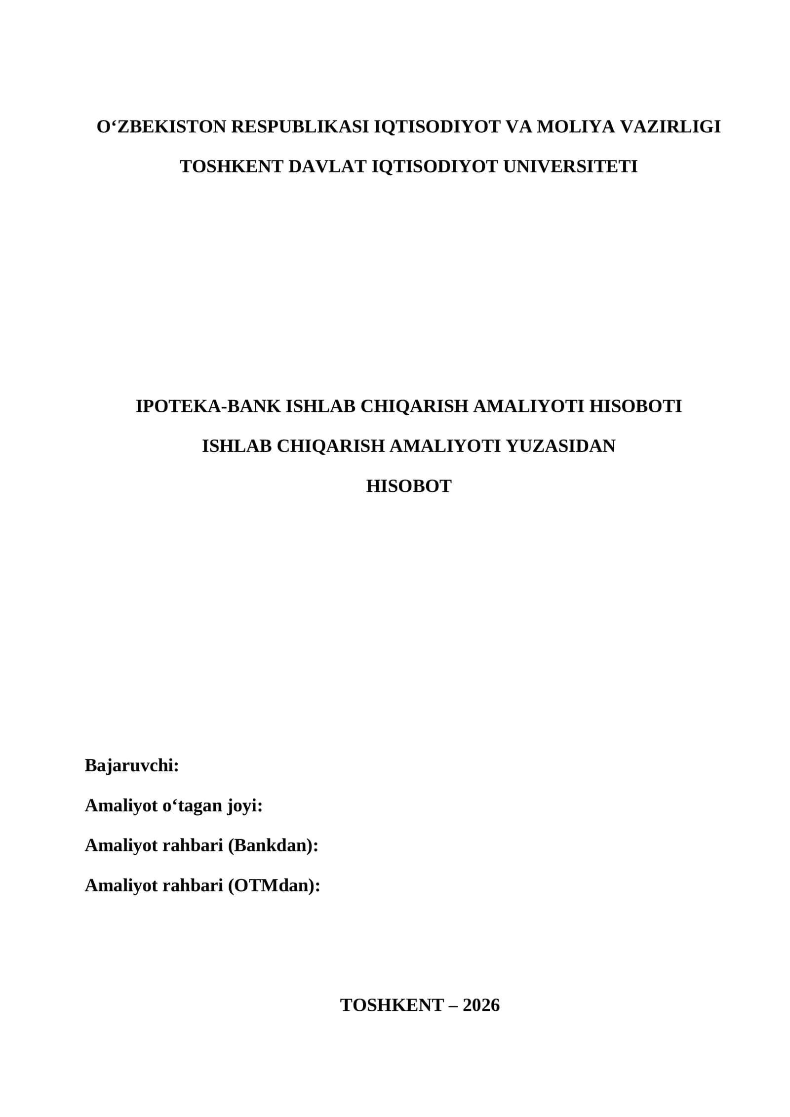 IPOTEKA-BANK AMALIYOTI HISOBOTI