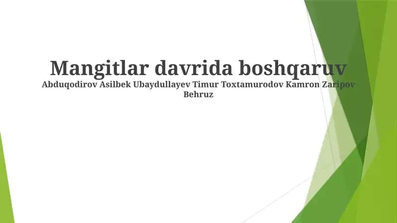 Mangitlar davrida boshqaruv