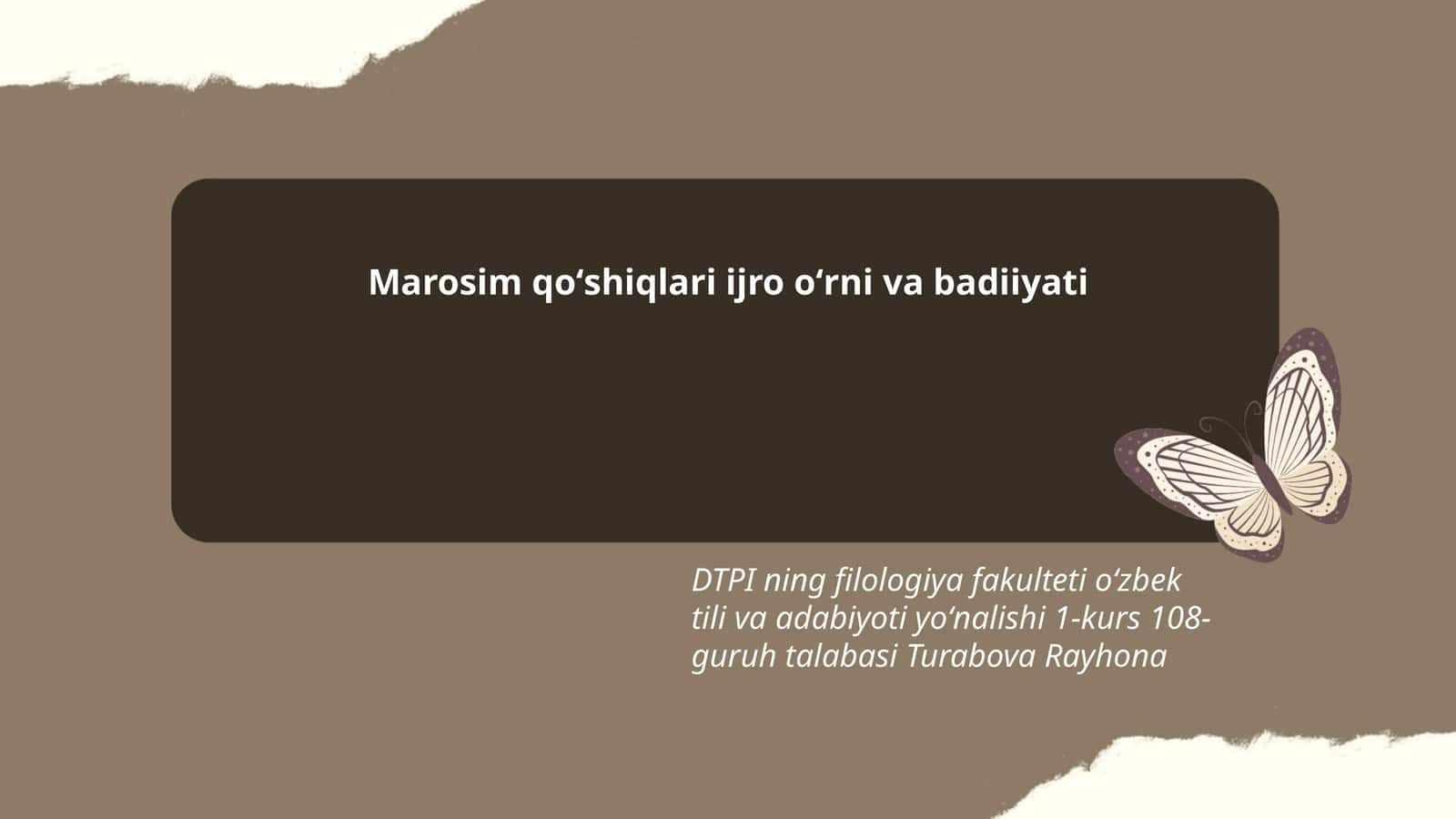 Marosim qo'shiqlari ijro o'rni va badiiyati