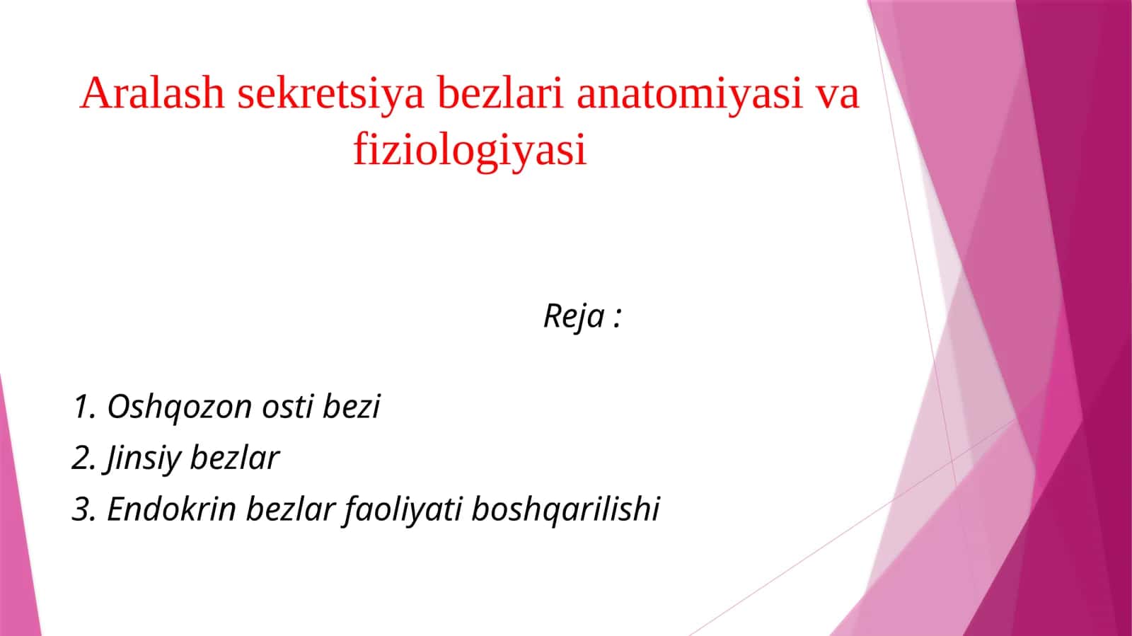 Aralash sekretsiya bezlari anatomiyasi va fiziologiyasi