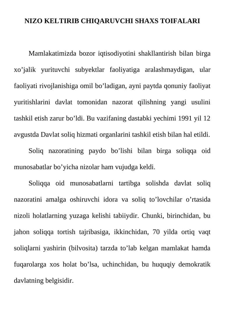 Soliq munosabatlari