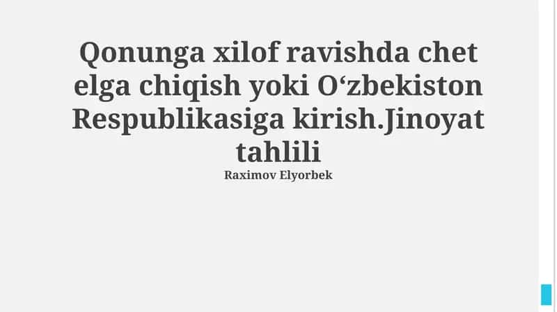 Qonunchilik bazasi va jinoyat tarkibi tahlili