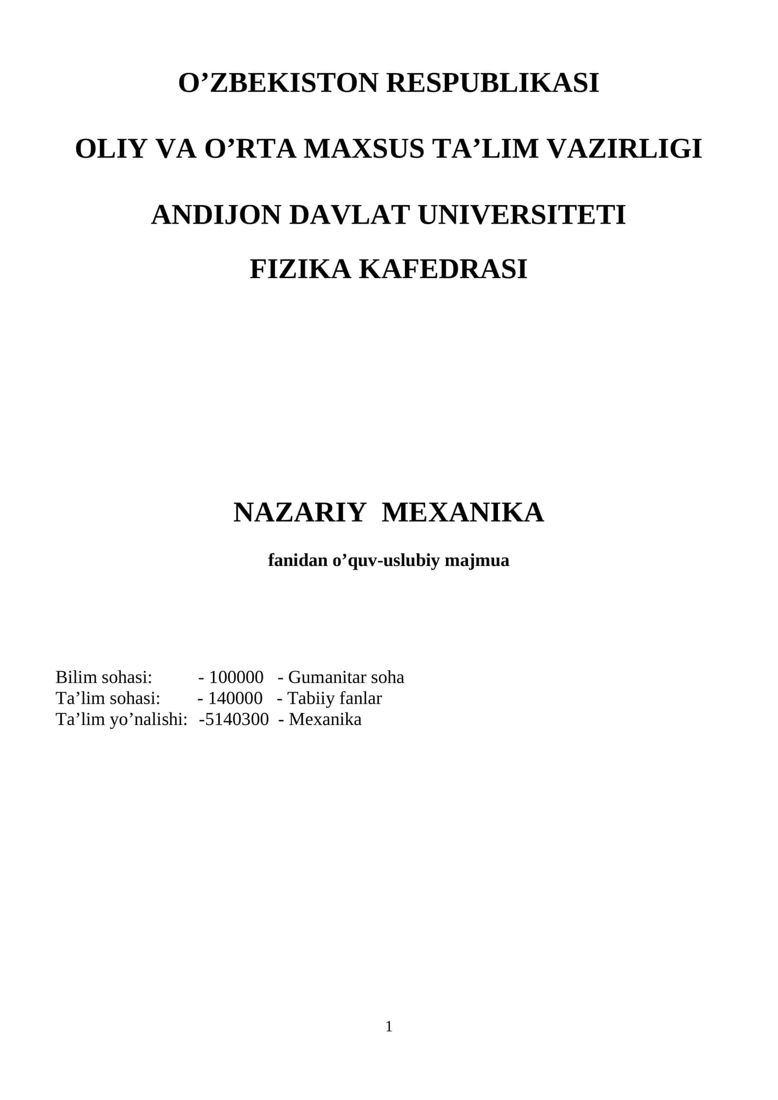 Nazariy mexanika