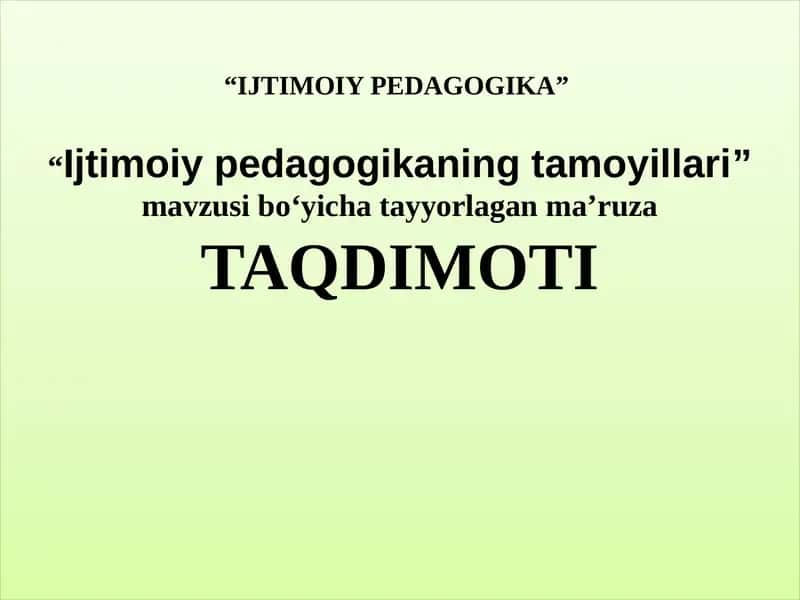 IJTIMOIY PEDAGOGIKA